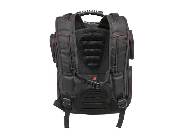 Mobile Edge - Core Gaming Checkpoint Friendly 18.4" Backpack w/Velcro Front Panel - Black with Red Trim