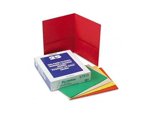 Oxford 57513 Twin-Pocket Portfolio, Embossed Leather Grain Paper, Assorted Colors