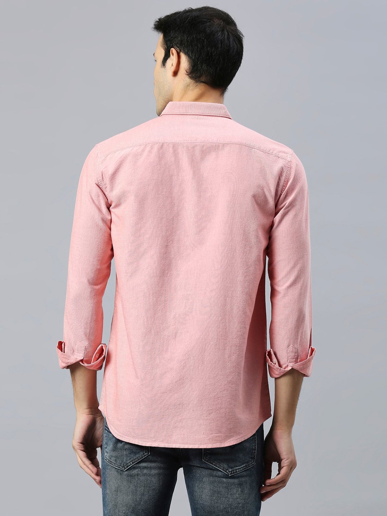 HJ HASASI Pink Slim Fit Cotton Shirt