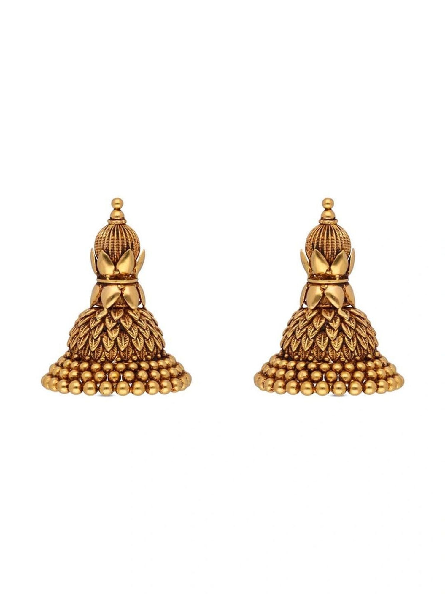 CKC Oxidized Gold Ear Studs: Intricate Fancy Pattern
