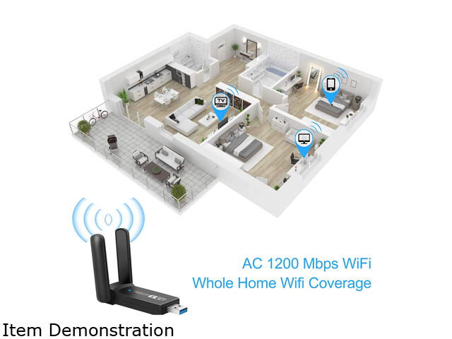 Wifi Dongle, Wireless USB Wifi Adapter 1200Mbps Dual Band 2.4G/5G USB 3.0 Wifi Stick Mini Wireless Network Card for PC Desktop Laptop, Support Windows 10/8/7/Vista/XP/2000, Linux, Mac Os X 10