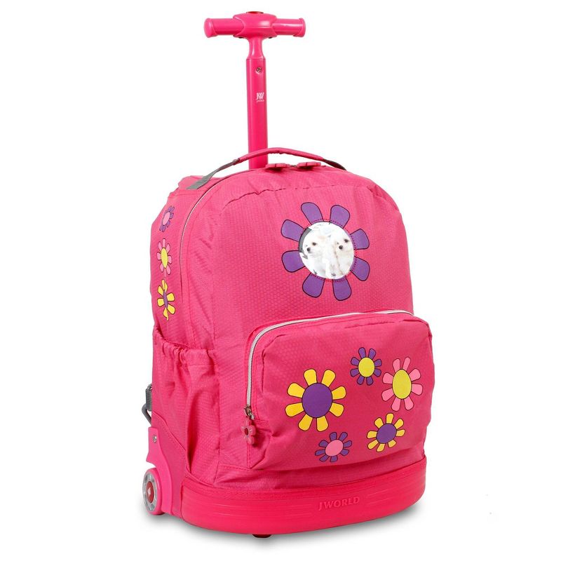 J World 16.5" Daisy Rolling Backpack - Pink