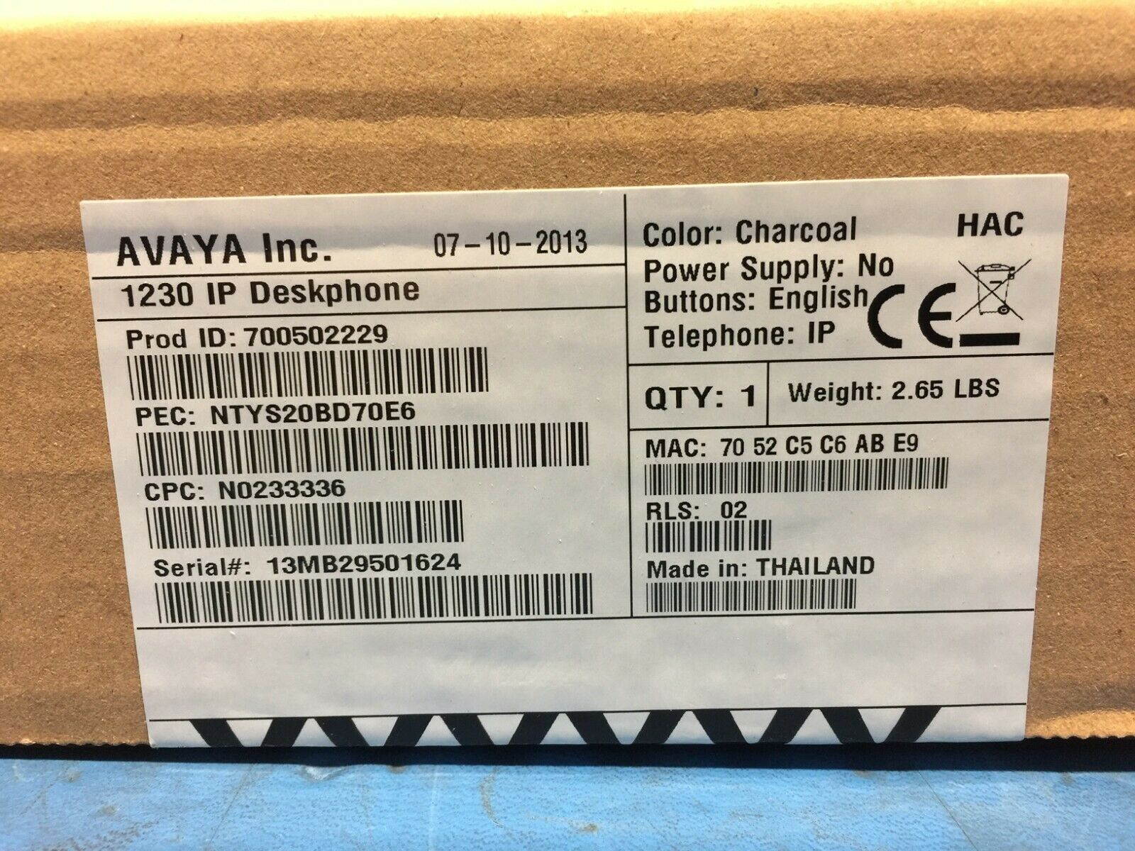 Avaya 1230 IP Deskphone 70050229 700500590