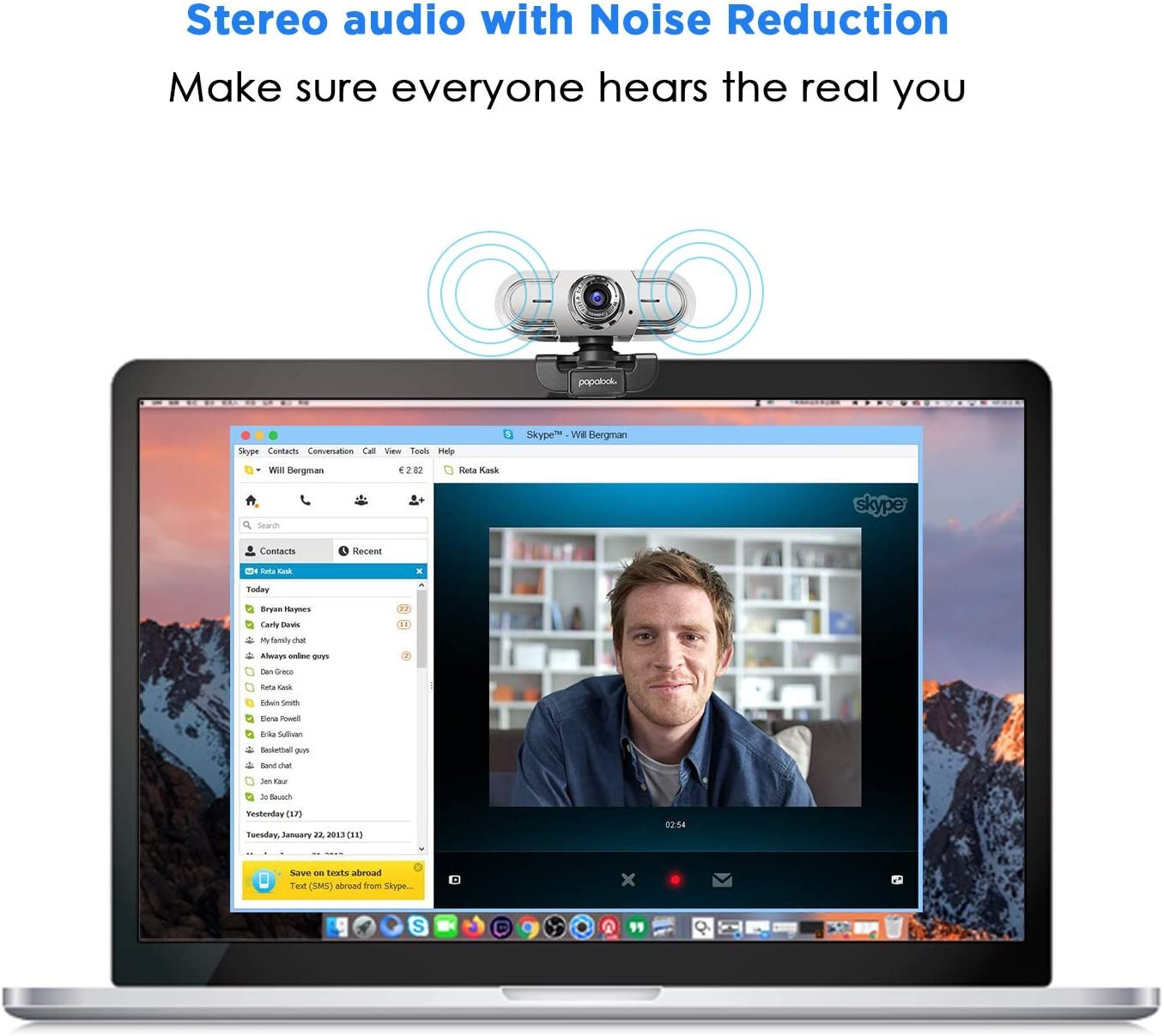 Webcam 1080P Full HD PC Skype Camera, PA452 Web Cam with Microphone, Video Calling and Recording for Computer Laptop Desktop, Plug and Play USB Camera for YouTube, Compatible with Windows
