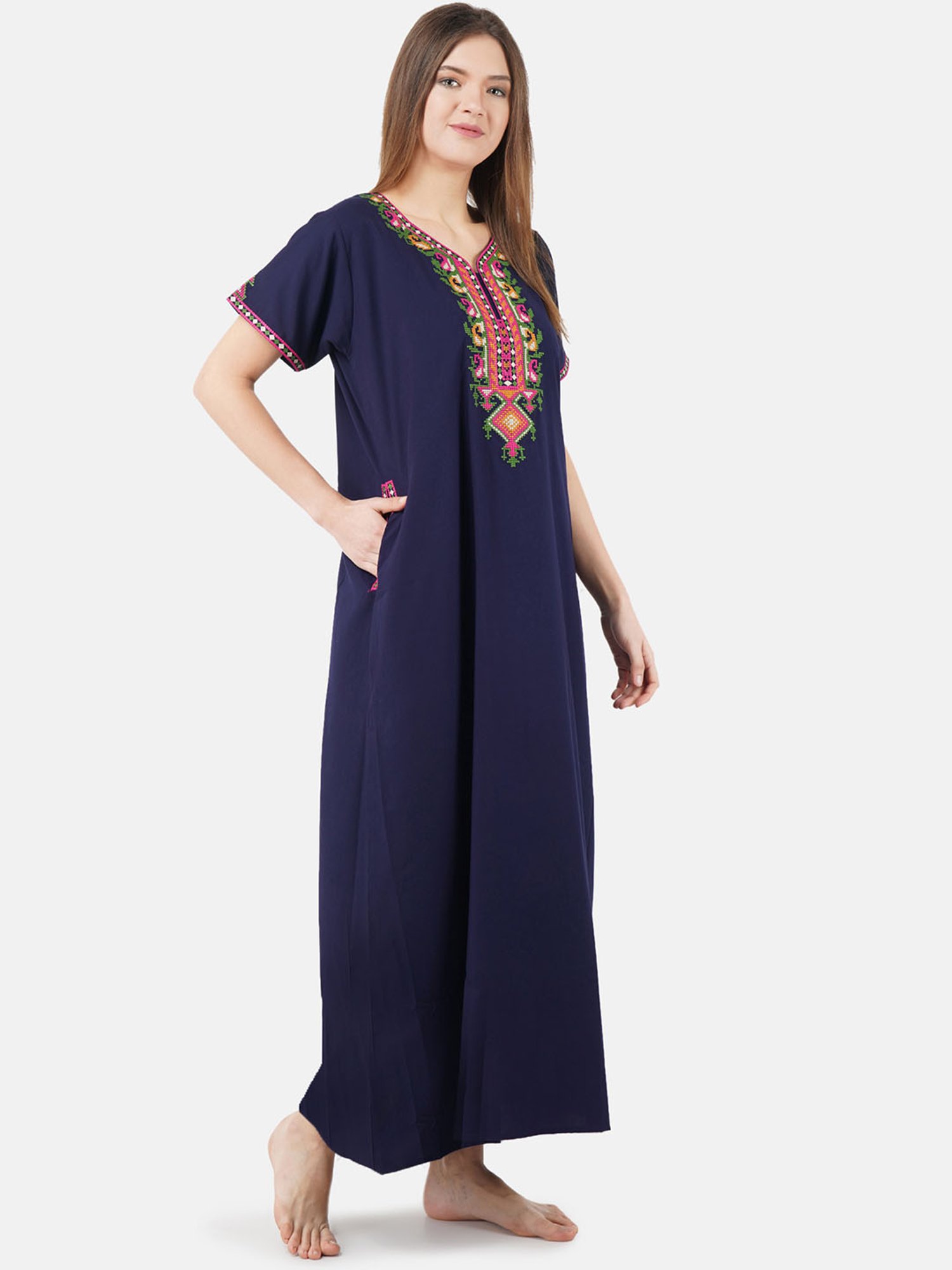 KOI SLEEPWEAR Navy Embroidered Nighty
