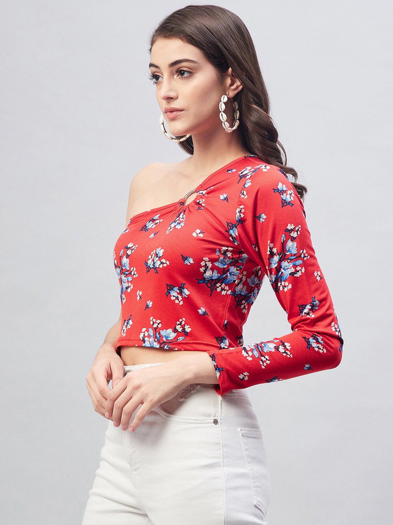Rare Red Floral Print Crop Top
