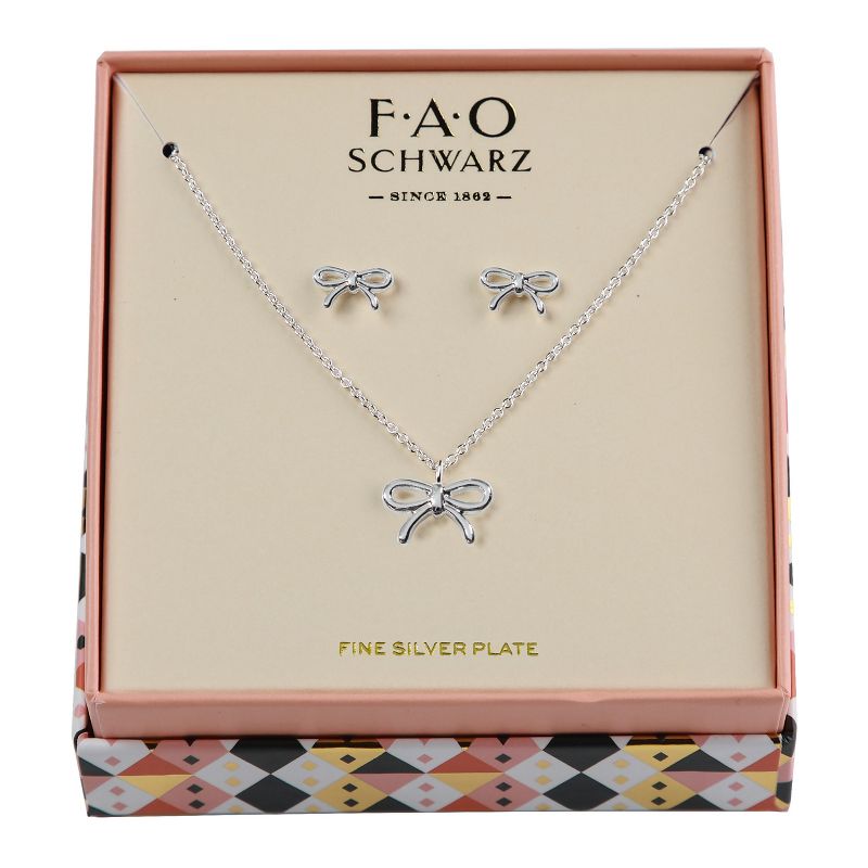 FAO Schwarz Bow Necklace and Earring Set