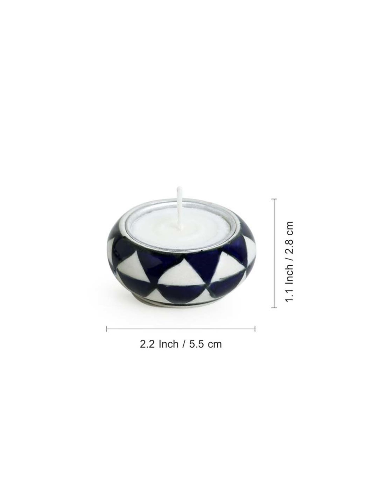 ExclusiveLane 'Shimmering Mughals' Geometric Hand-painted Tea-Light Holders In Ceramic (Set of 6)