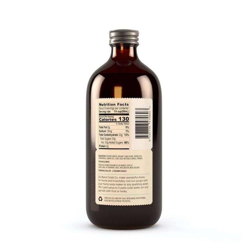 Six Barrel Soda Co. Classic Tonic Soda Syrup - 16.9fl oz
