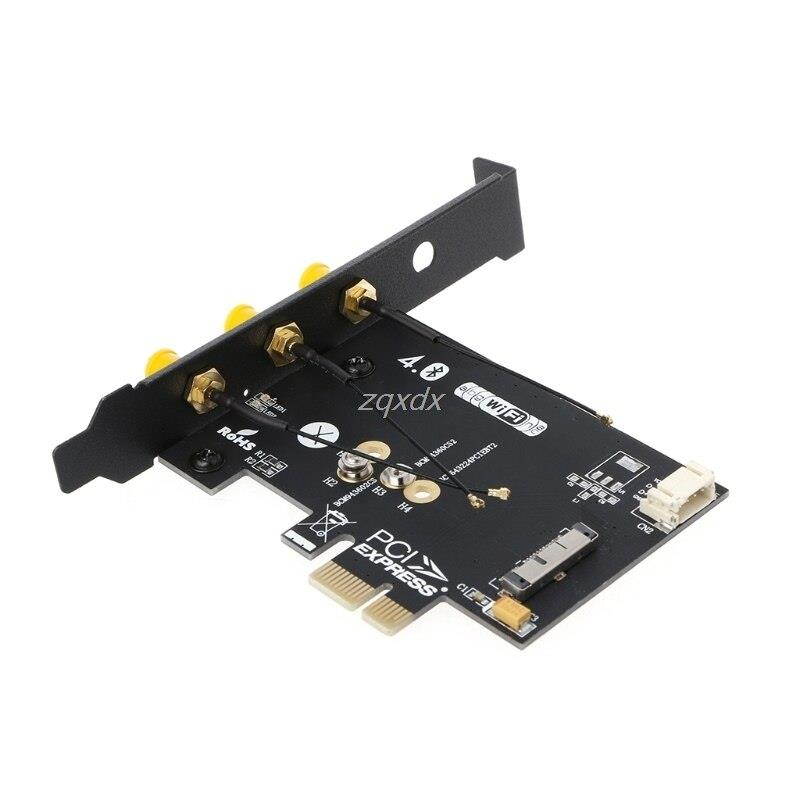 WiFi + Bluetooth 4.0 Wireless Card To Mini PCI-E 1X Adapter For PC/Hackintosh