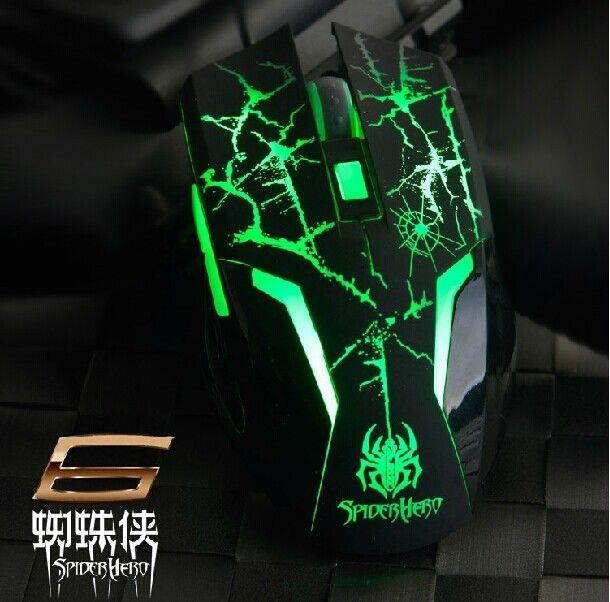 Ajazz 8D 2400DPI The Spider Hero 6 Green Led 6 Buttons Optical Usb Gaming Mouse
