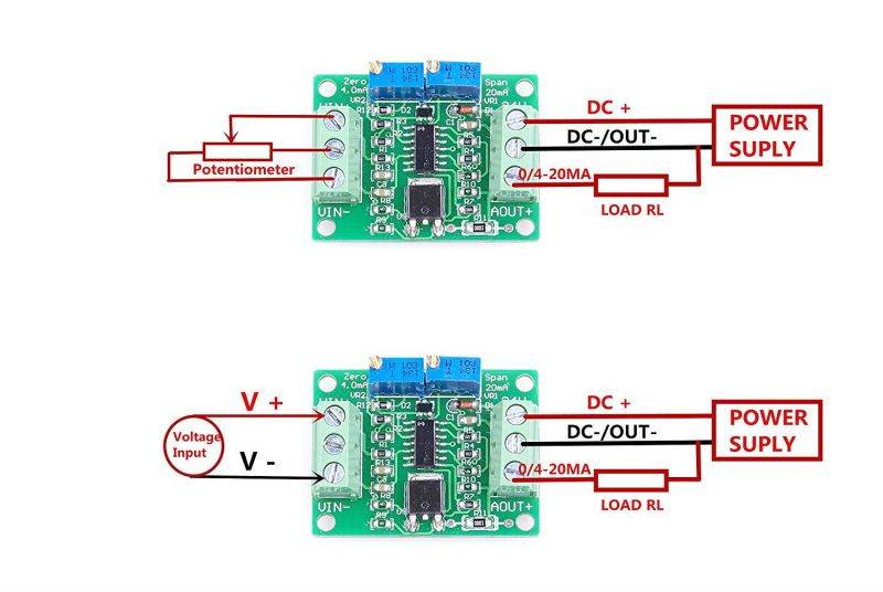 KNACRO Voltage To Current Module 0-2.5V 3.3V 5V 10V 15V 24V Voltage Conversion To 0-20mA 4-20MA current (0-24V TO 4-20MA)