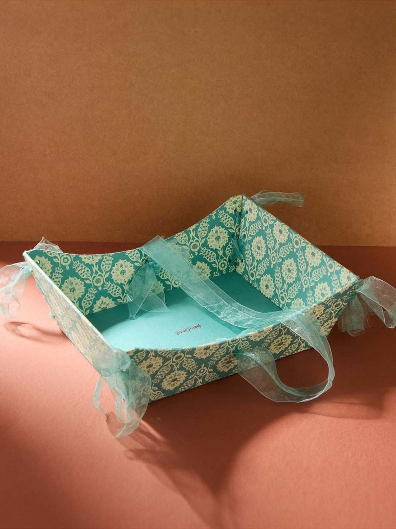 Fabindia Home Teal Paper Printed Sarkhaab Gift Box