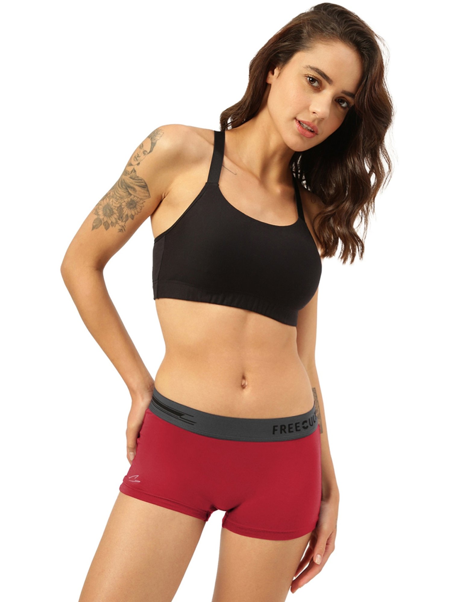 Freecultr Red Plain Boy-Shorts Panty