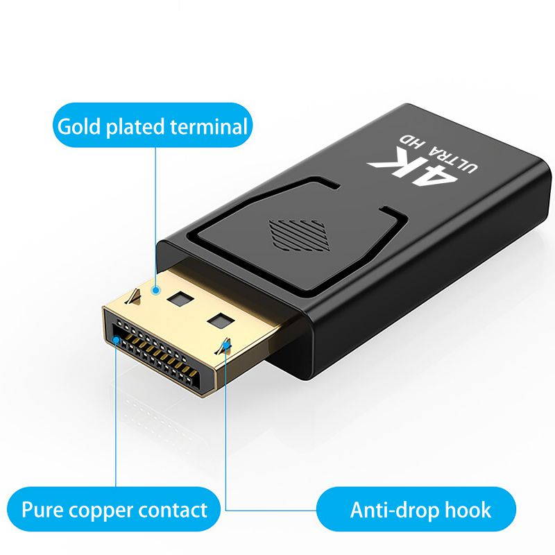 DisplayPort to HDMI Adapter 4K Gold Plated DP to HDMI Converter Male to Female 1.4V Black