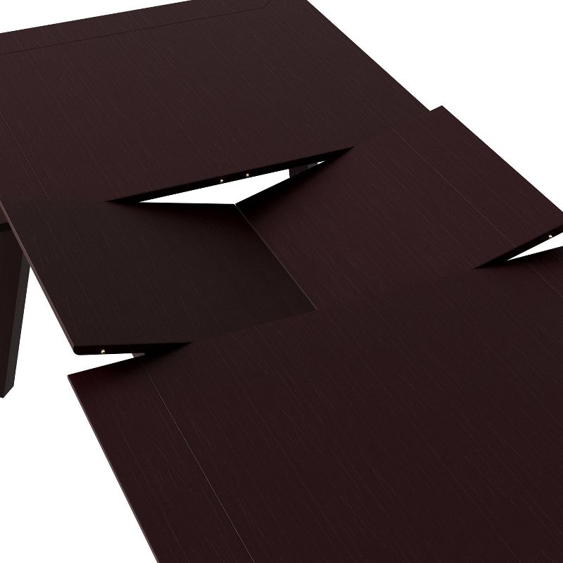 7pc Wray Rectangular Butterfly Leaf Wood Espresso Extendable Dining Table and Chairs Floral Print - Handy Living