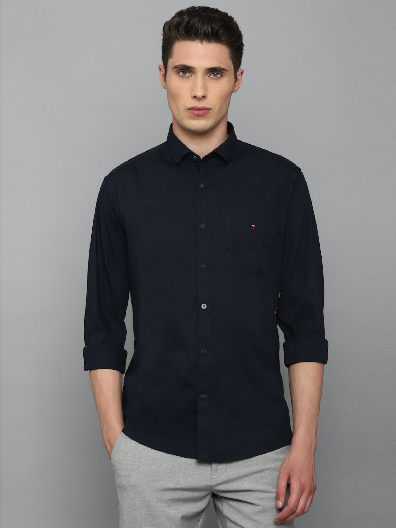 Louis Philippe Sport Navy Cotton Slim Fit Shirt