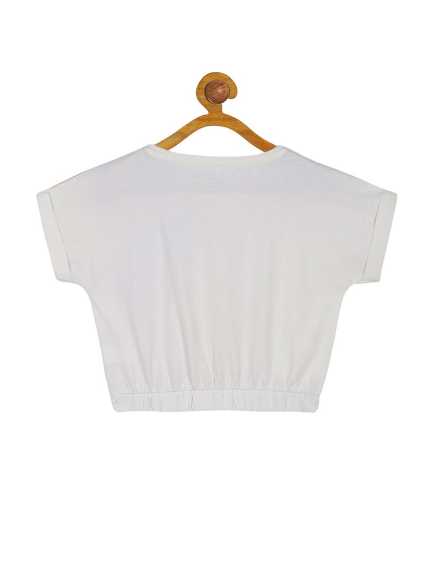 Plum Tree Kids White & Navy Cotton Printed Crop Top (Pack of 2)