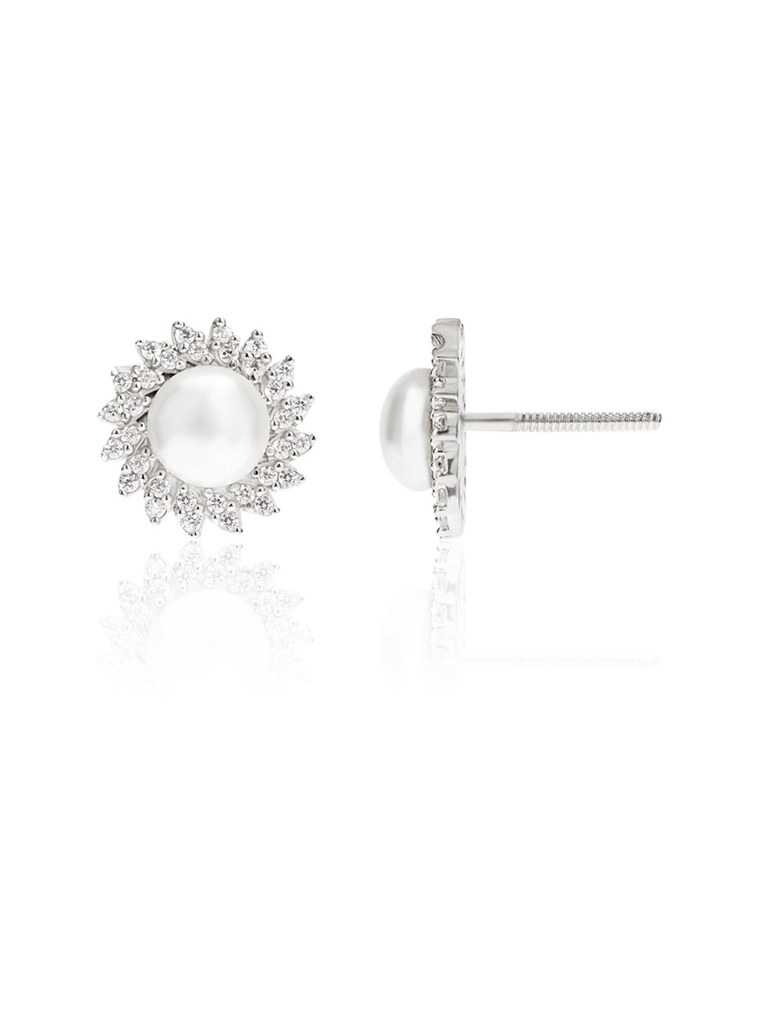 March by FableStreet 92.5 Sterling Silver Pearl Stud Earrings for Women