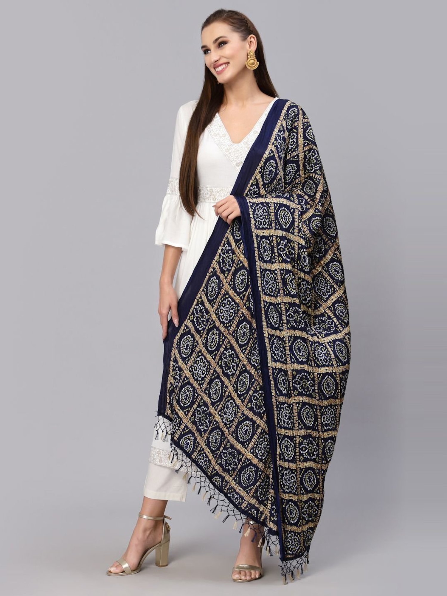 Stylum Navy Printed Dupatta