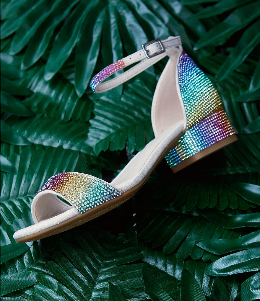 GB Girls' Amaze-Girl Jeweled Two Piece Rainbow Sandals (Youth)