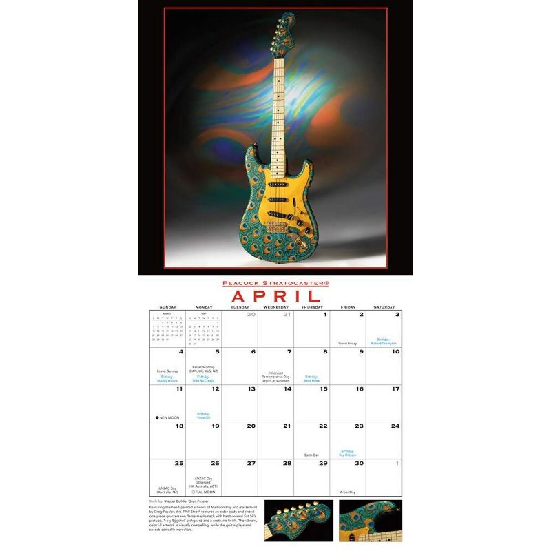 Sellers Publishing 2021 Fender Custom Shop Guitar 16-Month Wall Calendar Fender Guitar