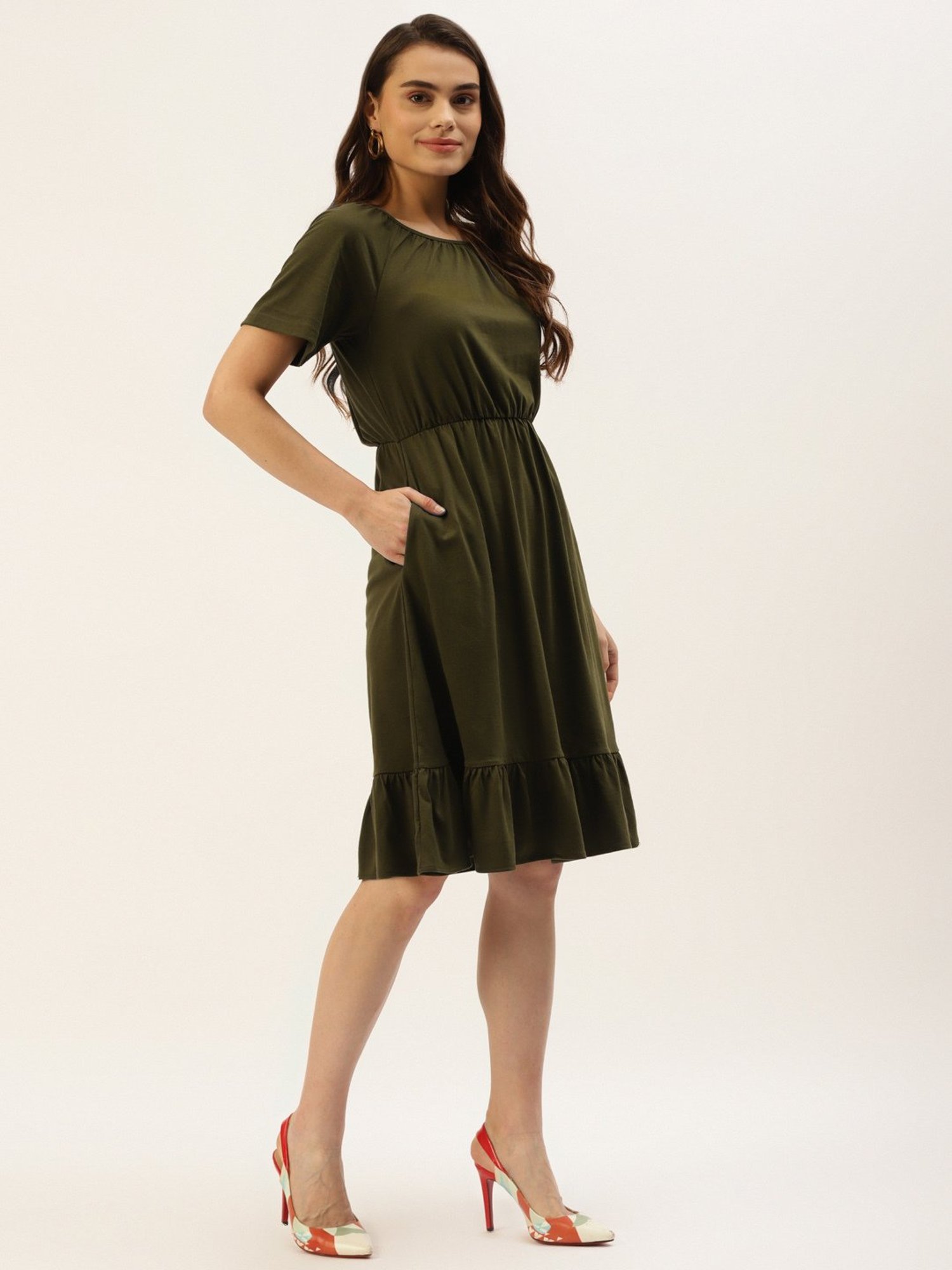 BRINNS Olive Midi A Line Dress