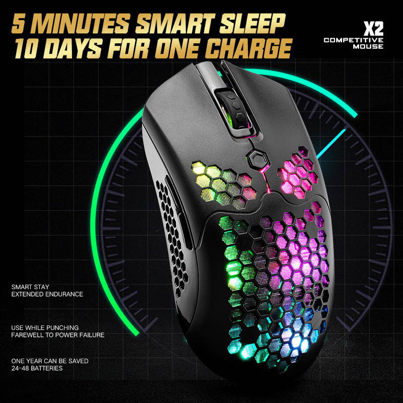 7 Buttons Wired Wireless Dual Mode Gaming Mouse 2.4GHz 5 Gears 12000 DPI Adjustable RGB Backlit Ergonomic Mice Lightweight Honeycomb Shell Gamer Mice Optical Mouse