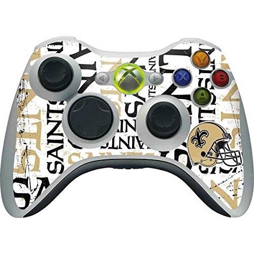skinit decal gaming skin for xbox 360 wireless controller - officially licensed nfl new orleans saints - blast design