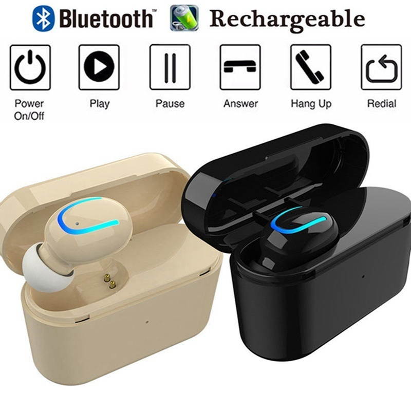Zgeer Bluetooth 5.0 Wireless Headset Ultra Mini Portable Earphone Stereo Single Earbud with Charging Box
