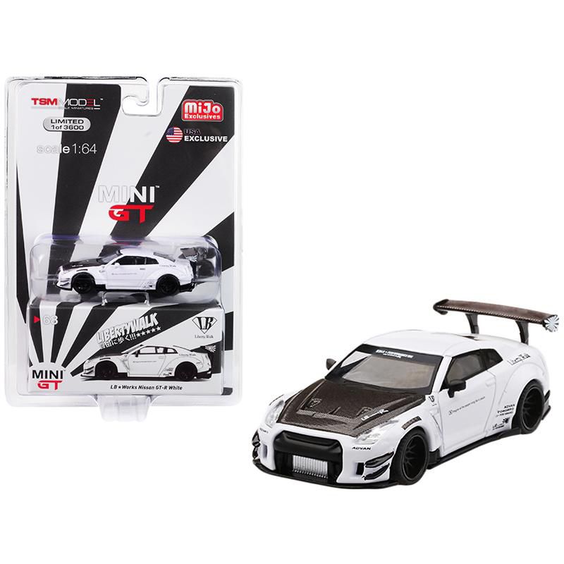 Nissan GT-R (R35) Type 2 LB Works LibertyWalk w/Rear Wing White Ltd Ed 3600pcs 1/64 Diecast Car by True Scale Miniatures