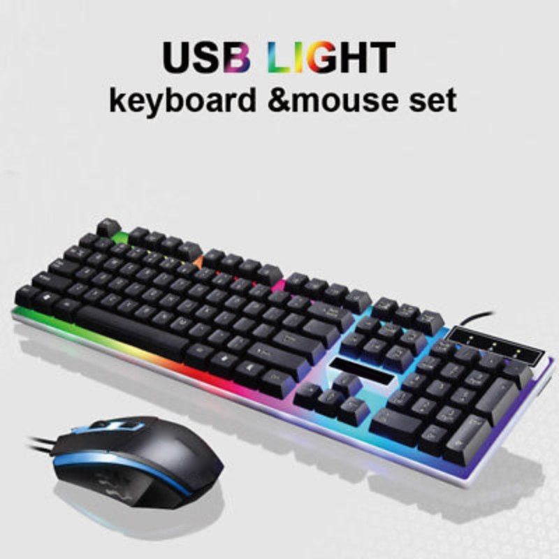 Wired USB Lighting Mechanical Feel Computer Keyboard Mouse Sets For PS4/PS3/Xbox One And 360 Gaming Keyboard and Mouse Combo Wired RGB LED Backlit 60% with Arrow Key Keyboard(Black)
