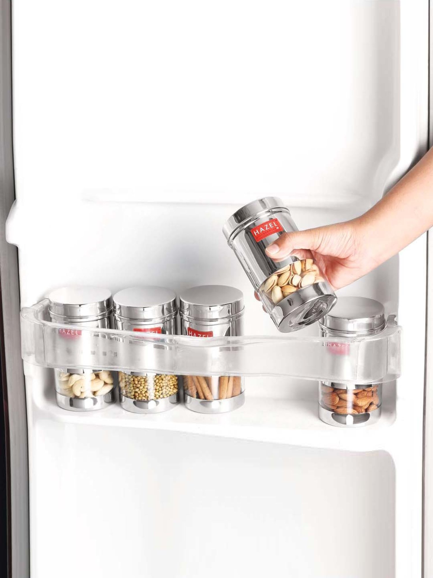 HAZEL Silver Stainless Steel Small Container (0.4 L) - Set of 2