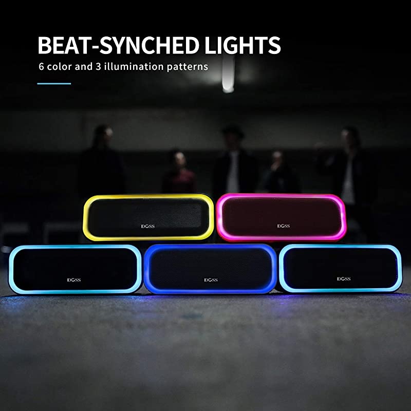 Bluetooth Speakers  SoundBox Pro Portable Wireless Bluetooth Speaker with 20W Stereo Sound Active Extra Bass Wireless Stereo Pairing Multiple Colors Lights IPX5 20 Hrs Battery Life Black