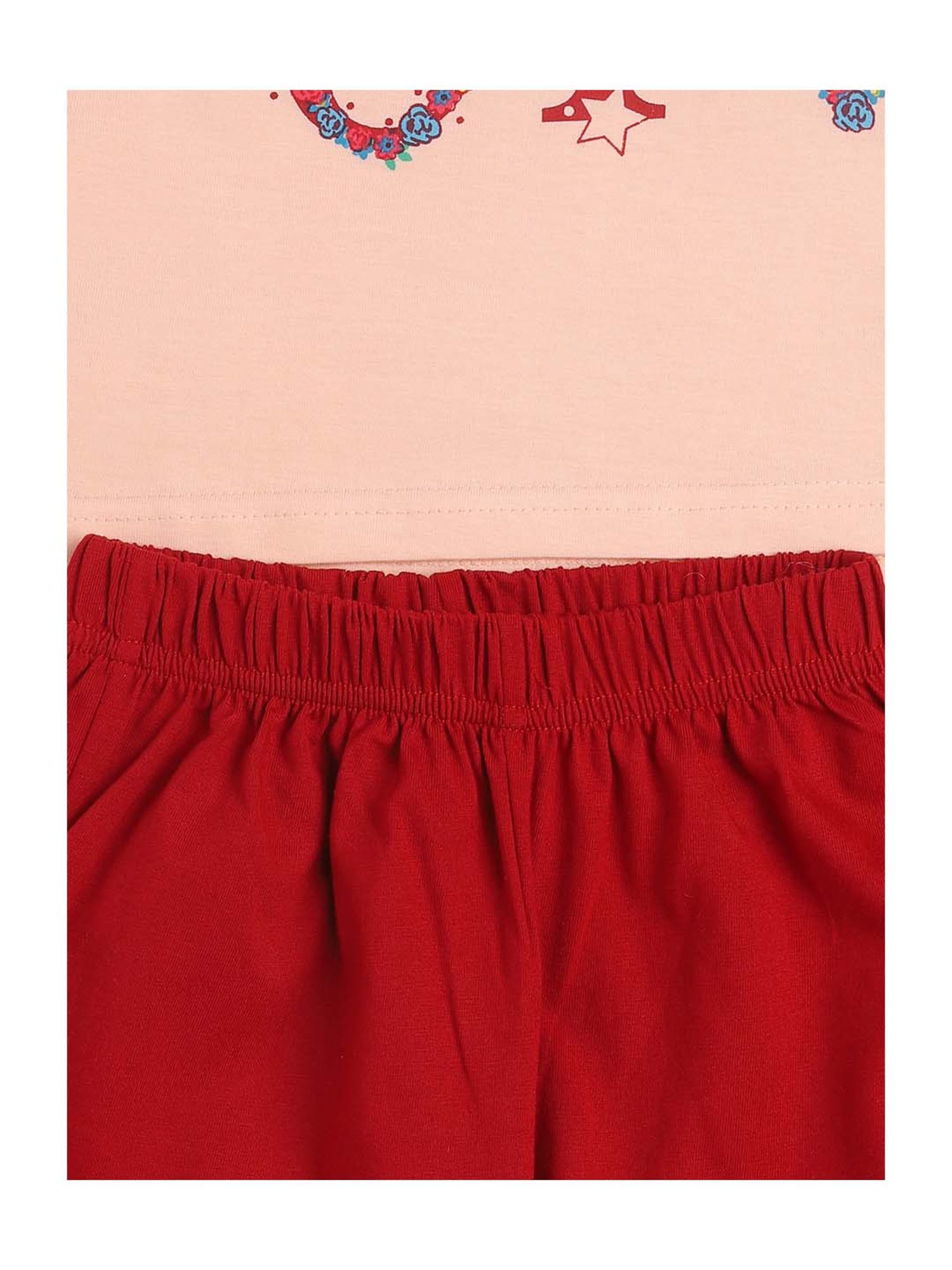 Todd N Teen Kids Peach Cotton Printed T-Shirt & Pyjamas