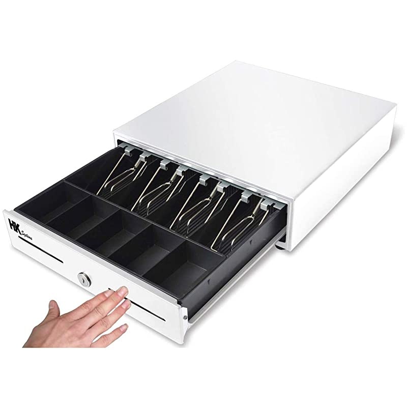 13 Heavy Duty Compact White Manual PushOpen Cash Drawer with 4 Bill 5 Coin Till