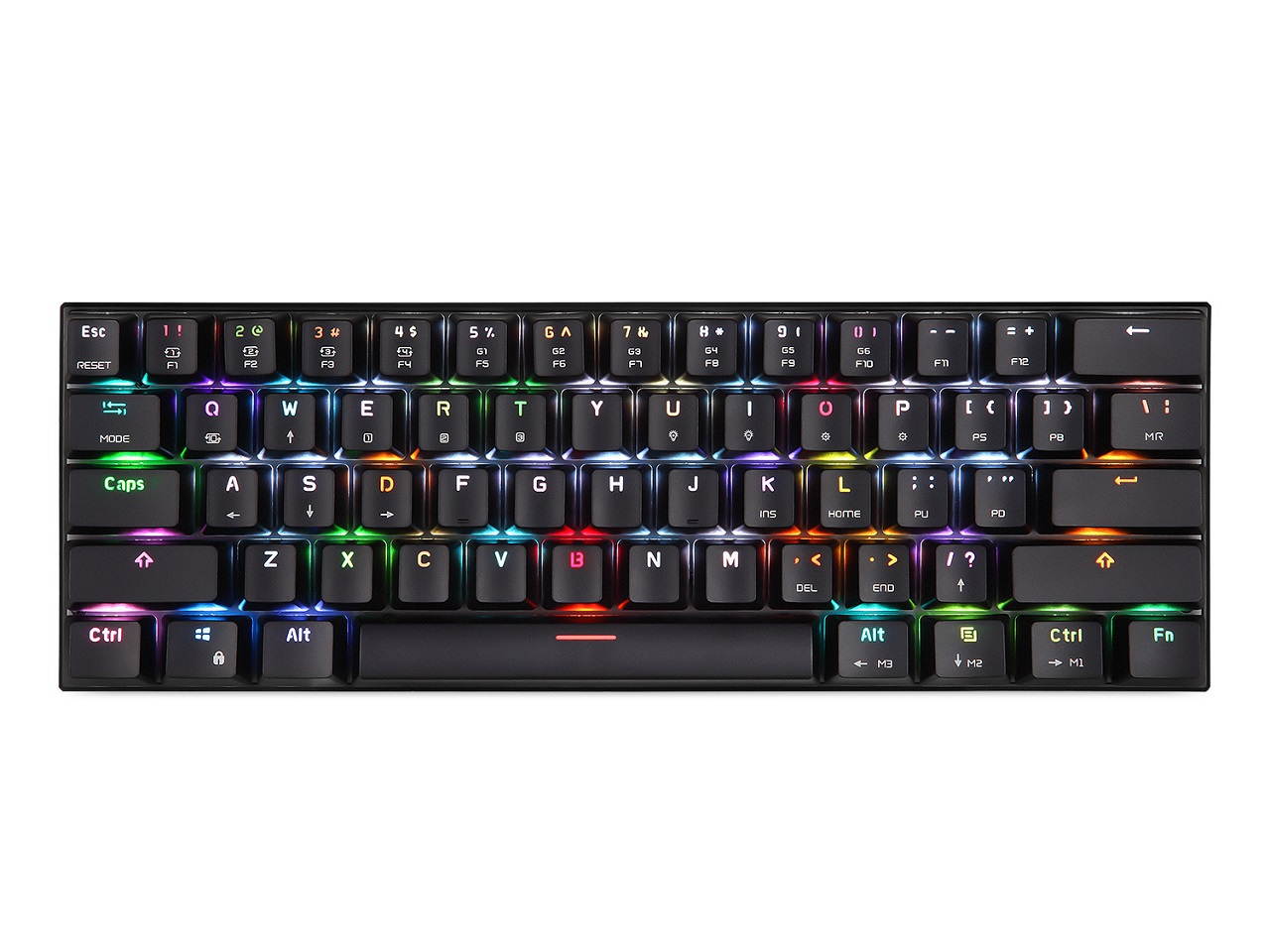 Motospeed CK62 Wireless 60% Mechanical Gaming Keyboard,Ultra-Compact 61 Keys Tenkeyless  Bluetooth/Wired Dual Mode Keyboard, RGB Backlight, Compatible for Multi-Device Connection (Blue Switch, Black)