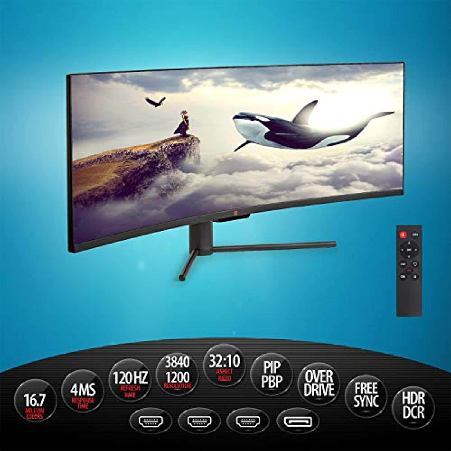 Deco Gear 43" Curved Ultrawide E-LED Gaming Monitor, 32:10 Aspect Ratio, Immersive 3840x1200 Resolution, 120Hz Refresh Rate, 3000:1 Contrast Ratio (DGVIEW430) (VIEW430)