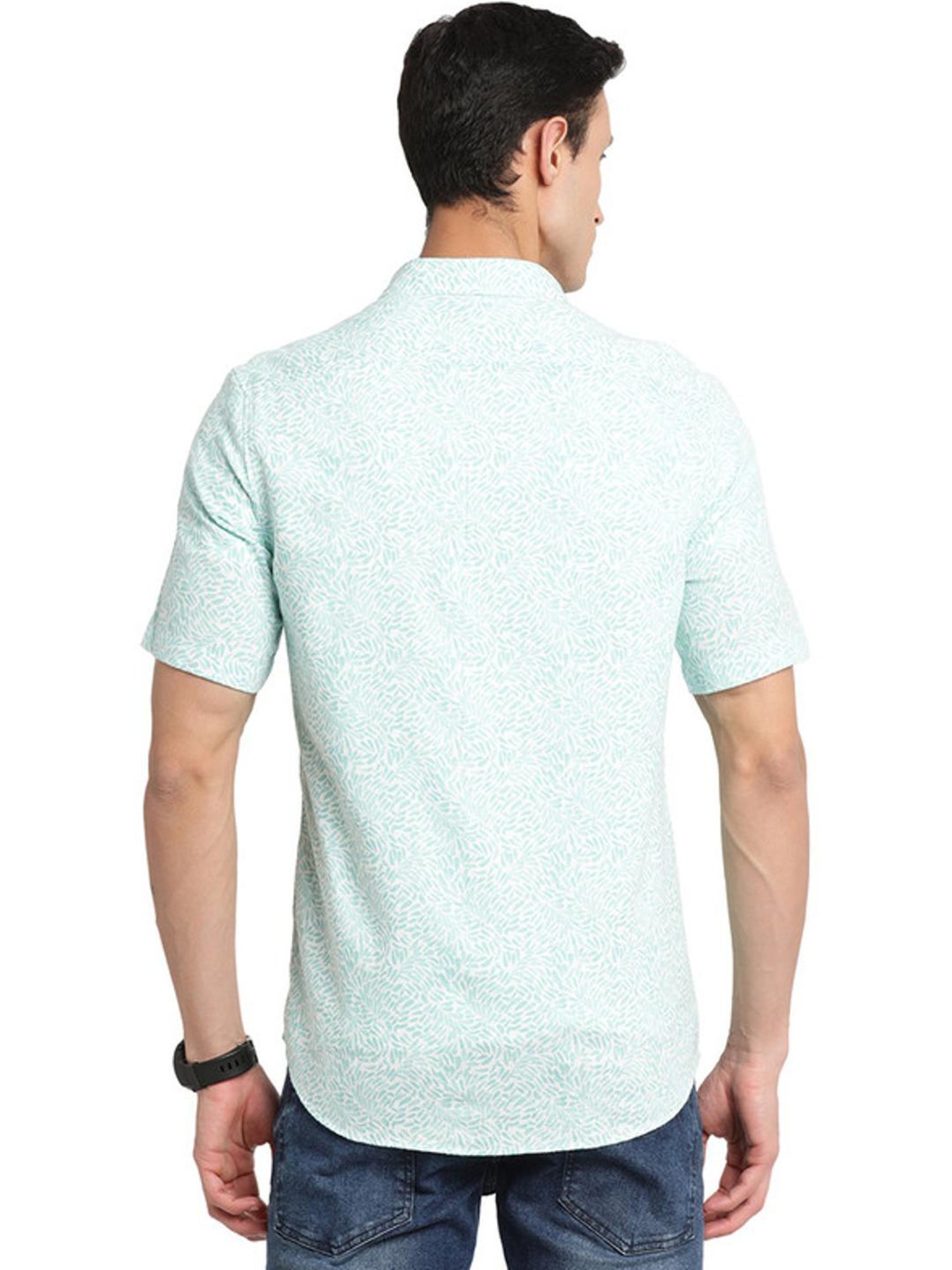 Kuons Avenue Cobalt Blue Slim Fit Denim Shirt