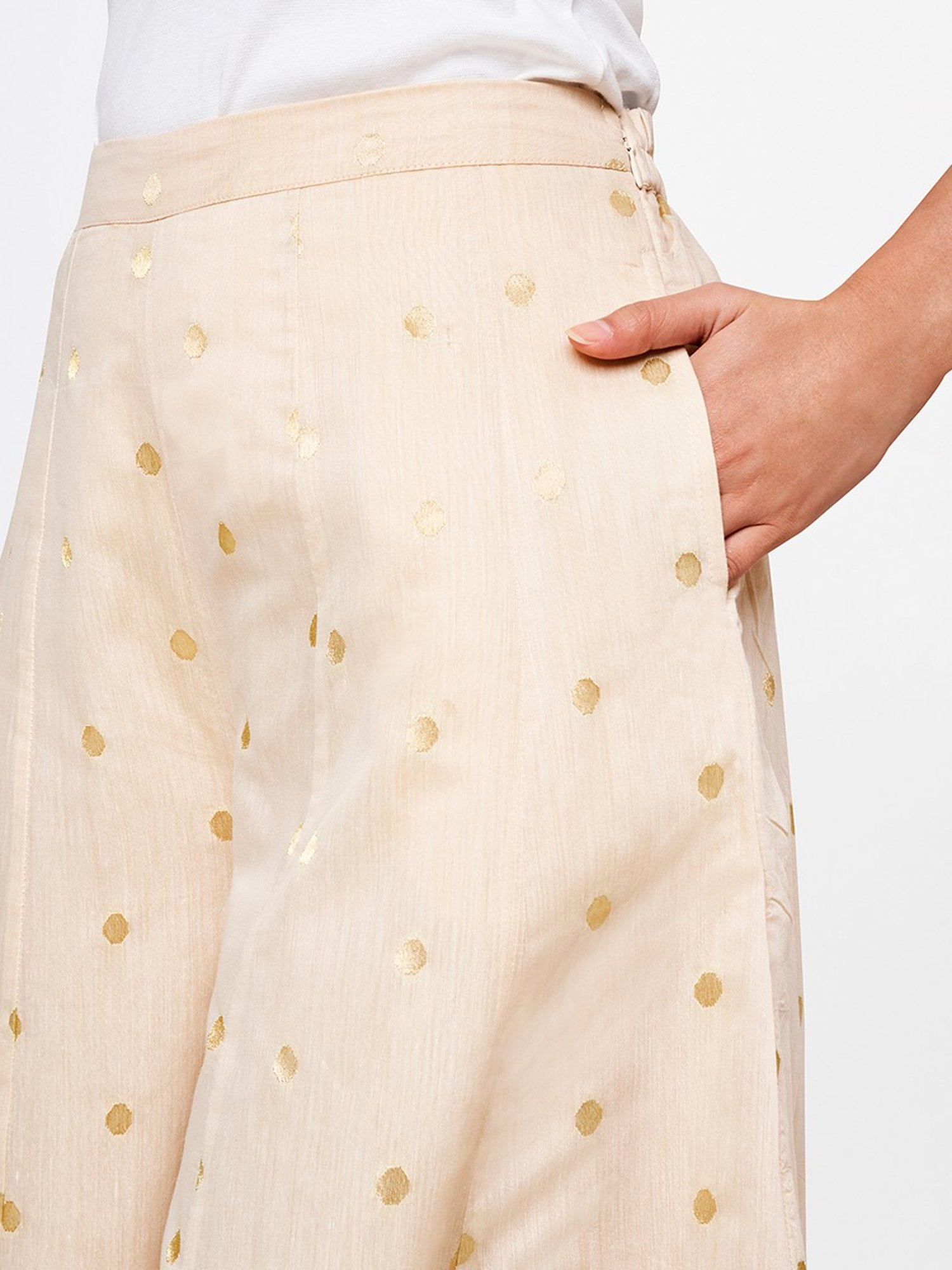 Global Desi Beige Printed Palazzo