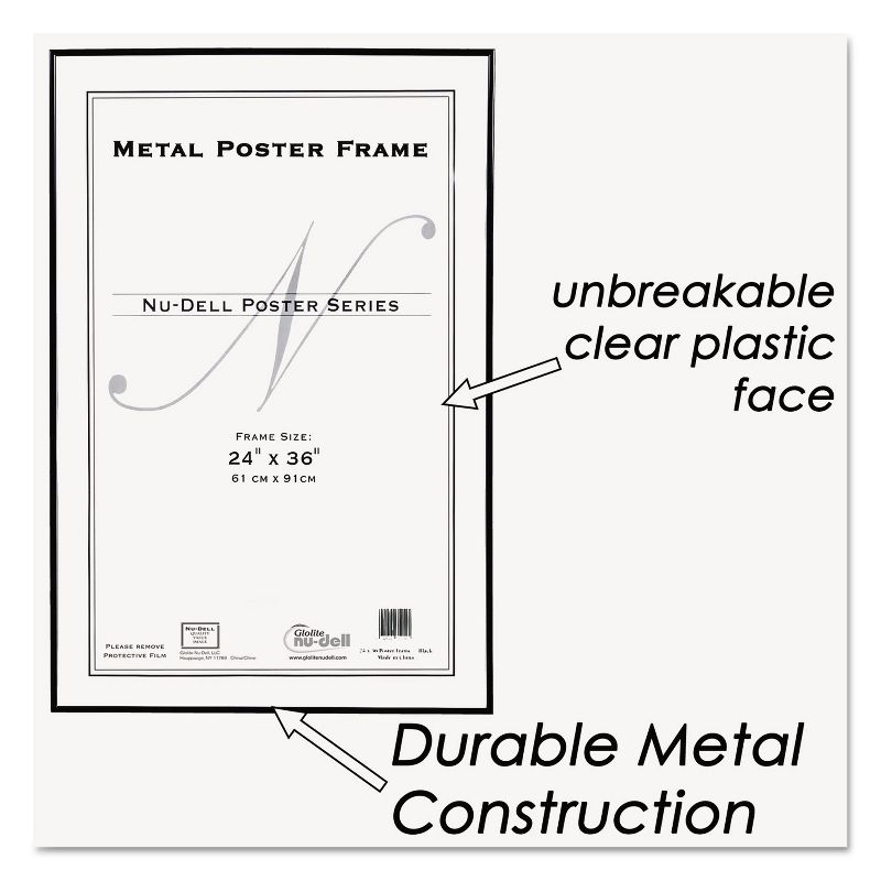 Nudell Metal Poster Frame Plastic Face 24 x 36 Black 31242