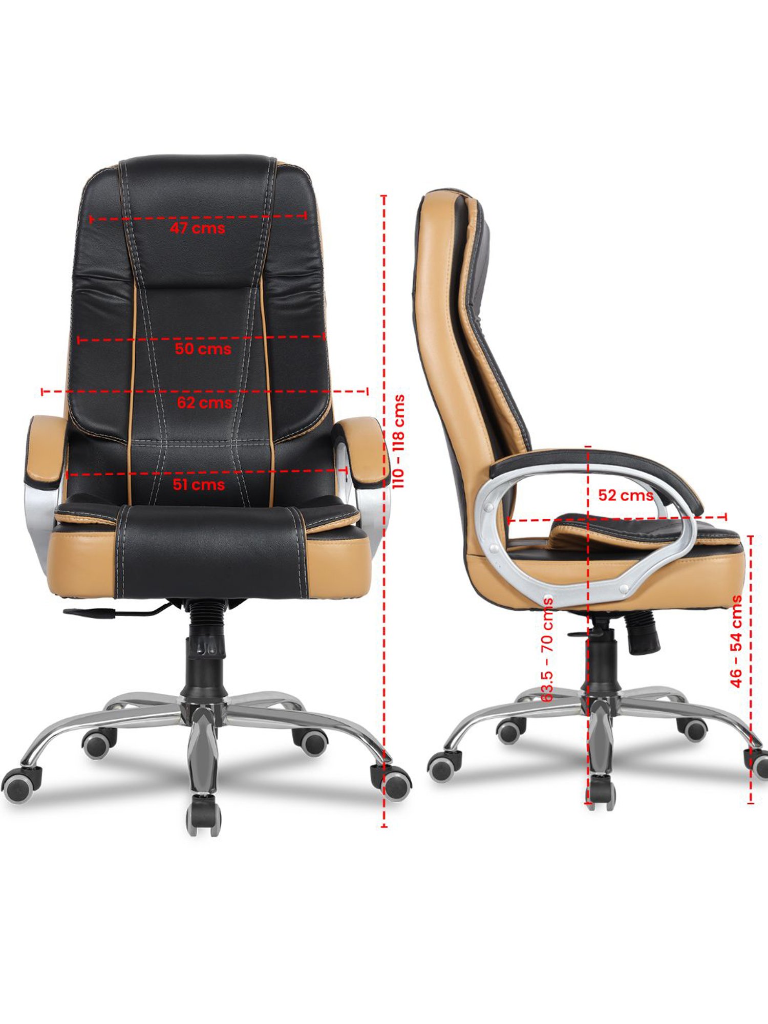 Green Soul Vienna Black & Tan PU Leather High Back Chair