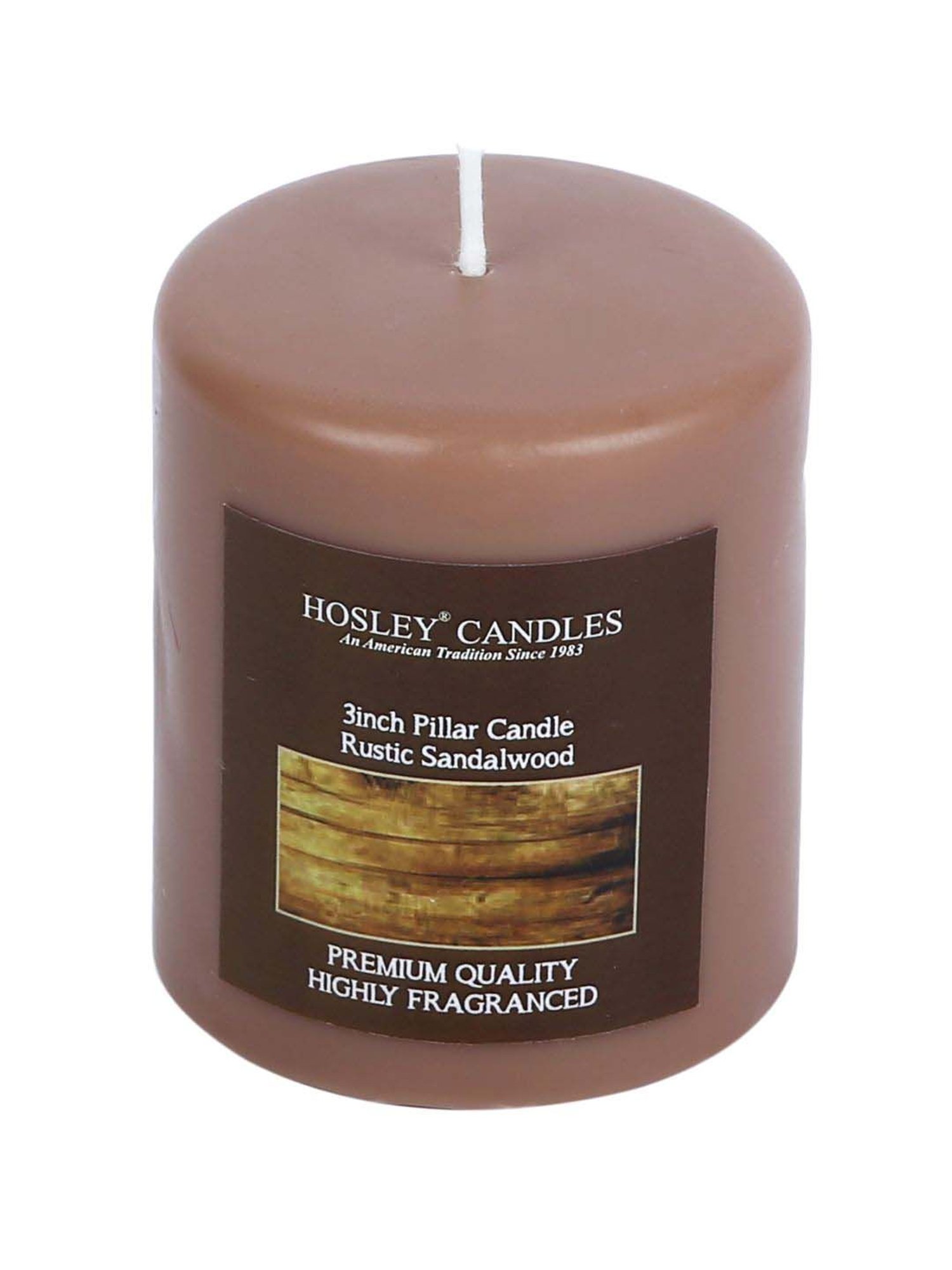HOSLEY Brown Wax Pillar Candle - Set of 2