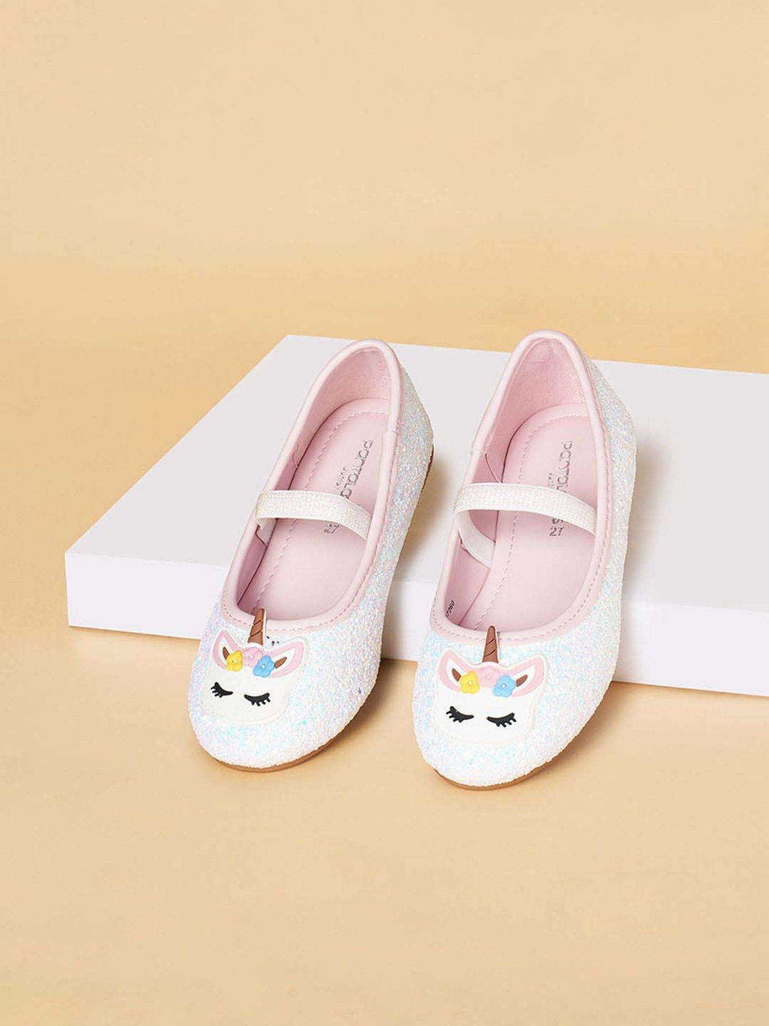 Pantaloons Junior White & Blue Mary Jane Shoes