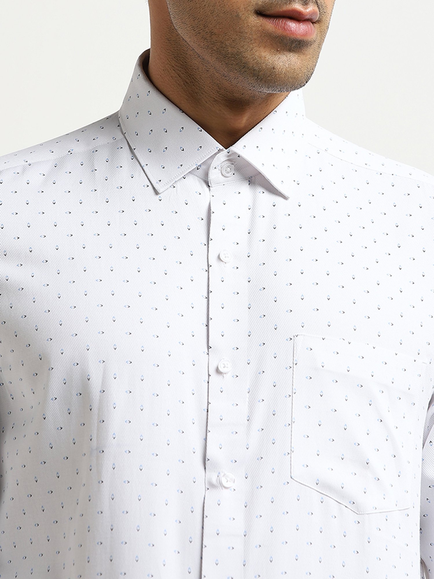 WES Formals by Westside Light Grey Printed Relaxed-Fit Shirt