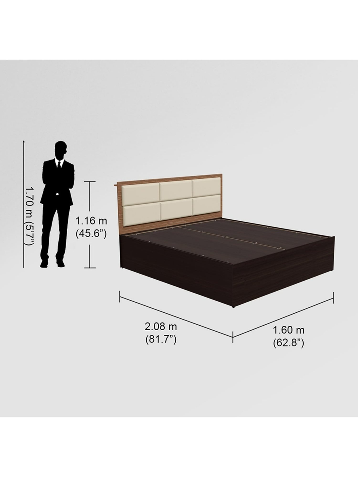 Godrej Interio Lind Beige Engineered Wood Queen Bed with Motorized Storage