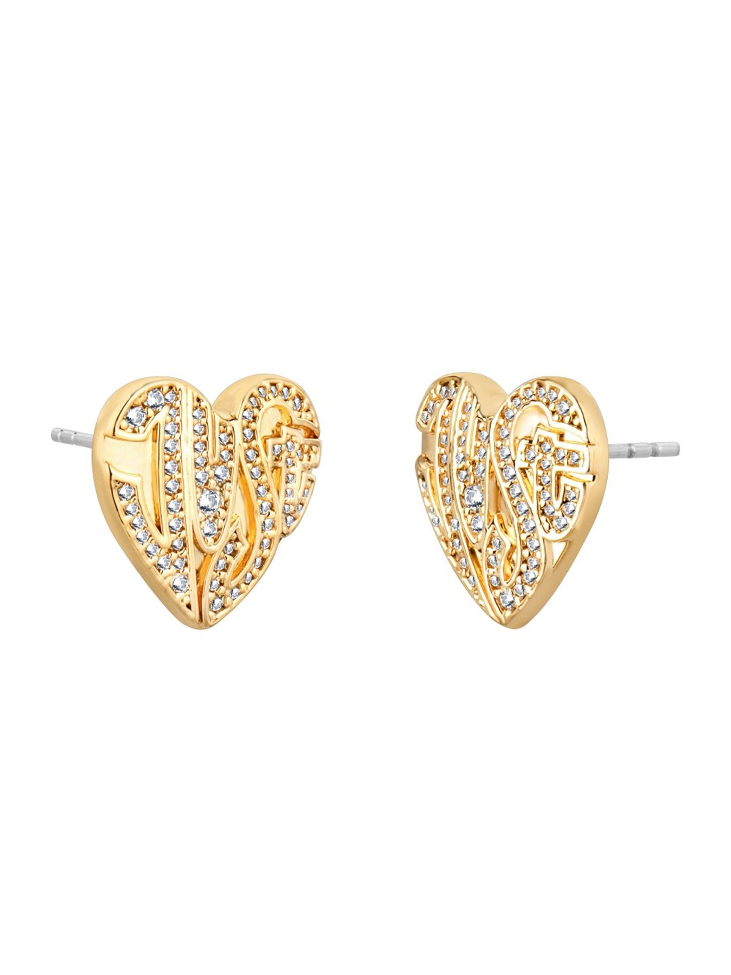 Just Cavalli Golden Logo Amore Stud Earrings