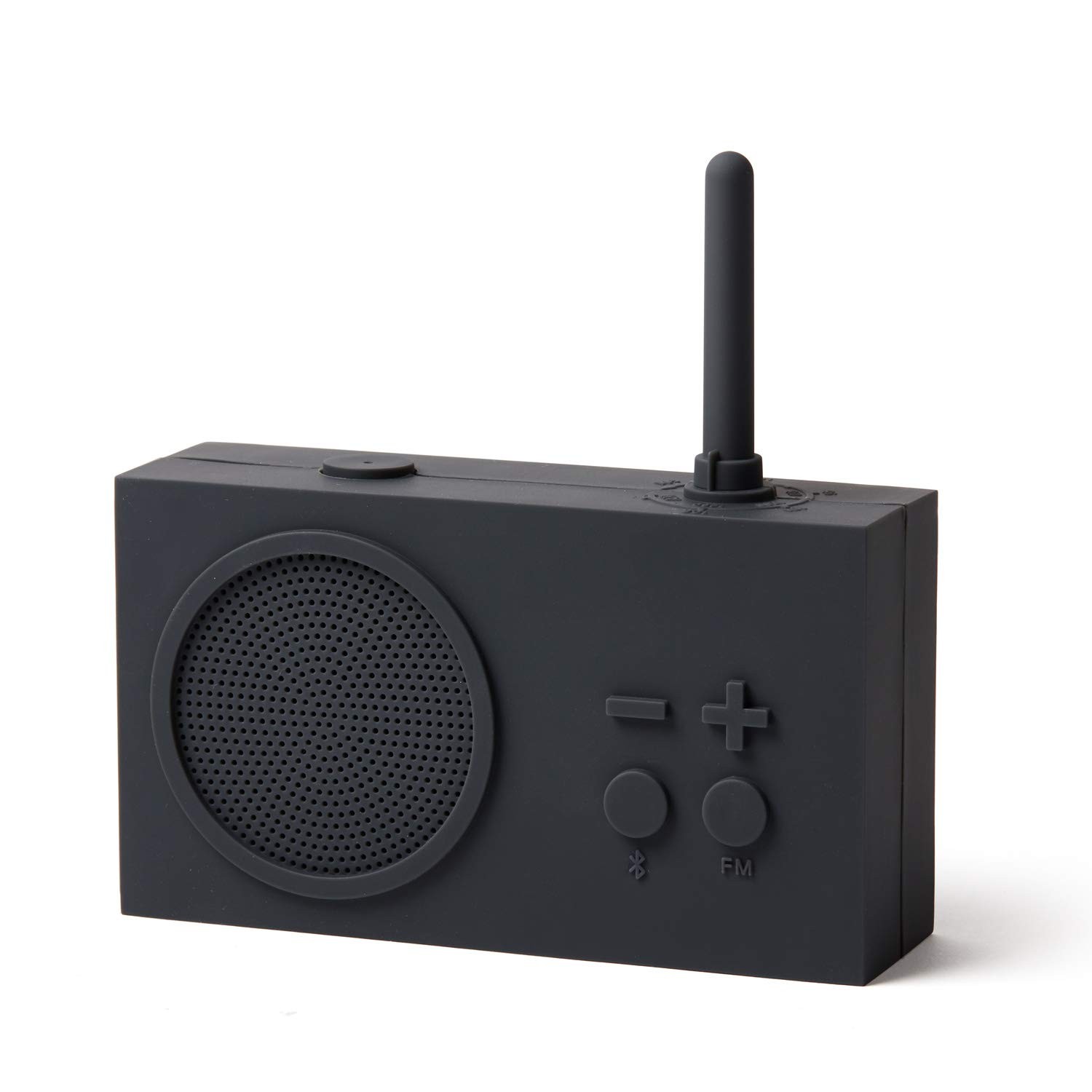 Lexon Tykho 3 FM Radio, Bluetooth Speaker, 5W, Splash Proof IPX4, Autonomy 20 Hours, Silicone Rubber Case - Dark Grey