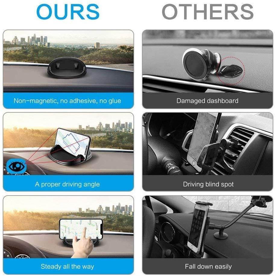 Car Mount Holder, Freal Smartphone Stand Holder Non-Slip Silicone Pad Dash Mat,Dashboard GPS Cradles Bracket for iPhone 5/6/7/8 Plus,Samsung,Google Nexus, 3.5-7 Inch Cell Phone or GPS Devices (Black)