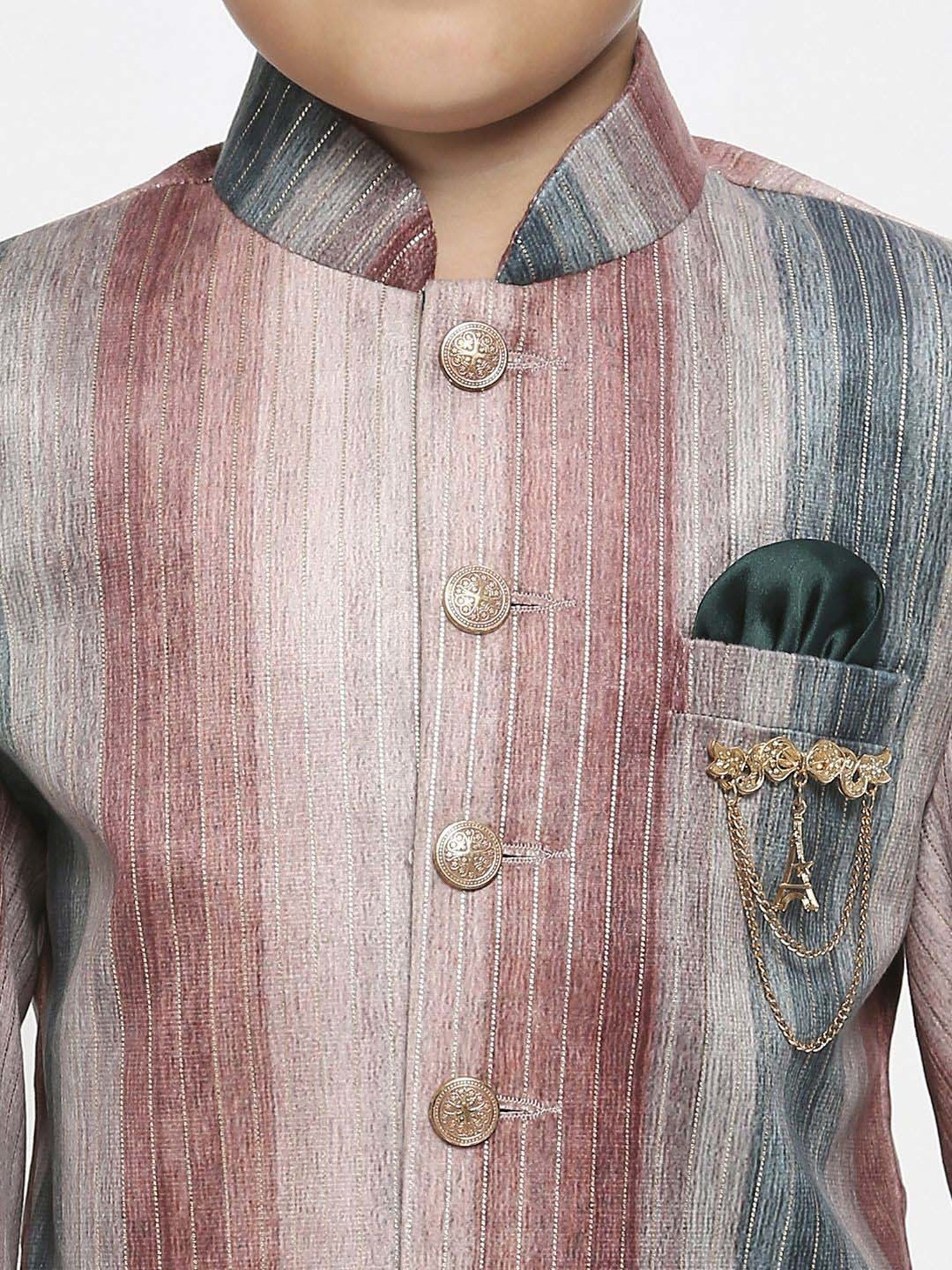 AJ Dezines Kids Black Embellished Full Sleeves Sherwani with Pants